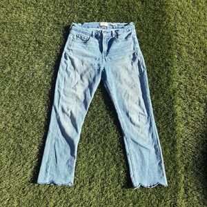 Jen7 Womens Size 8 29x25 Jeans Light Wash Flared Cropped Scalloped Hem